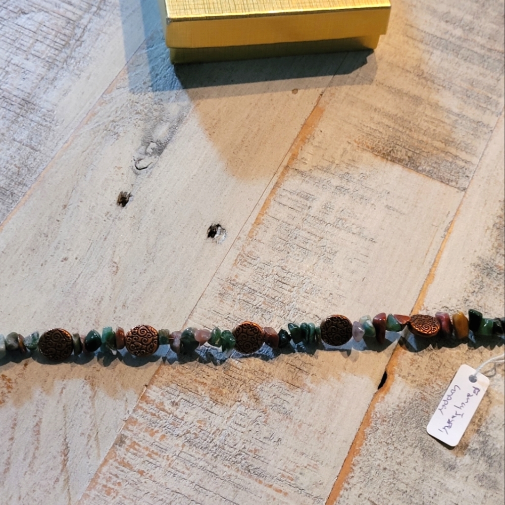 New handmade fancy jasper & copper 10" bracelet